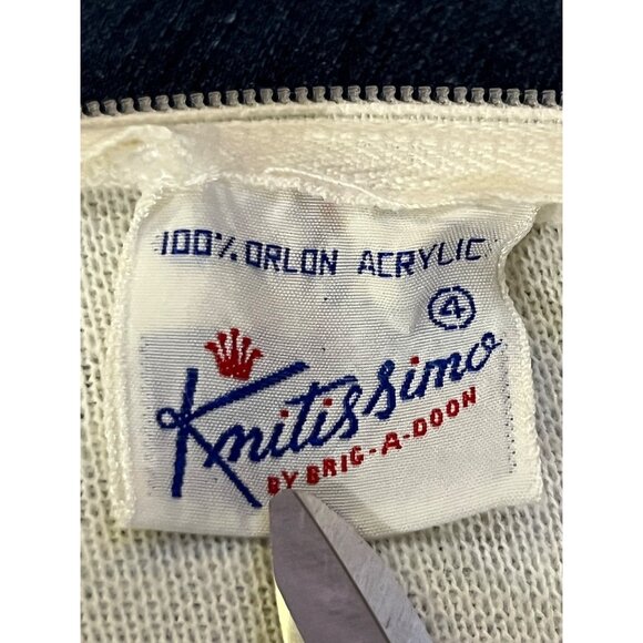 Vintage Knitis Simo Little Girls Knit Dress Size 4 Cream Blue Pleated Used - Picture 8 of 15